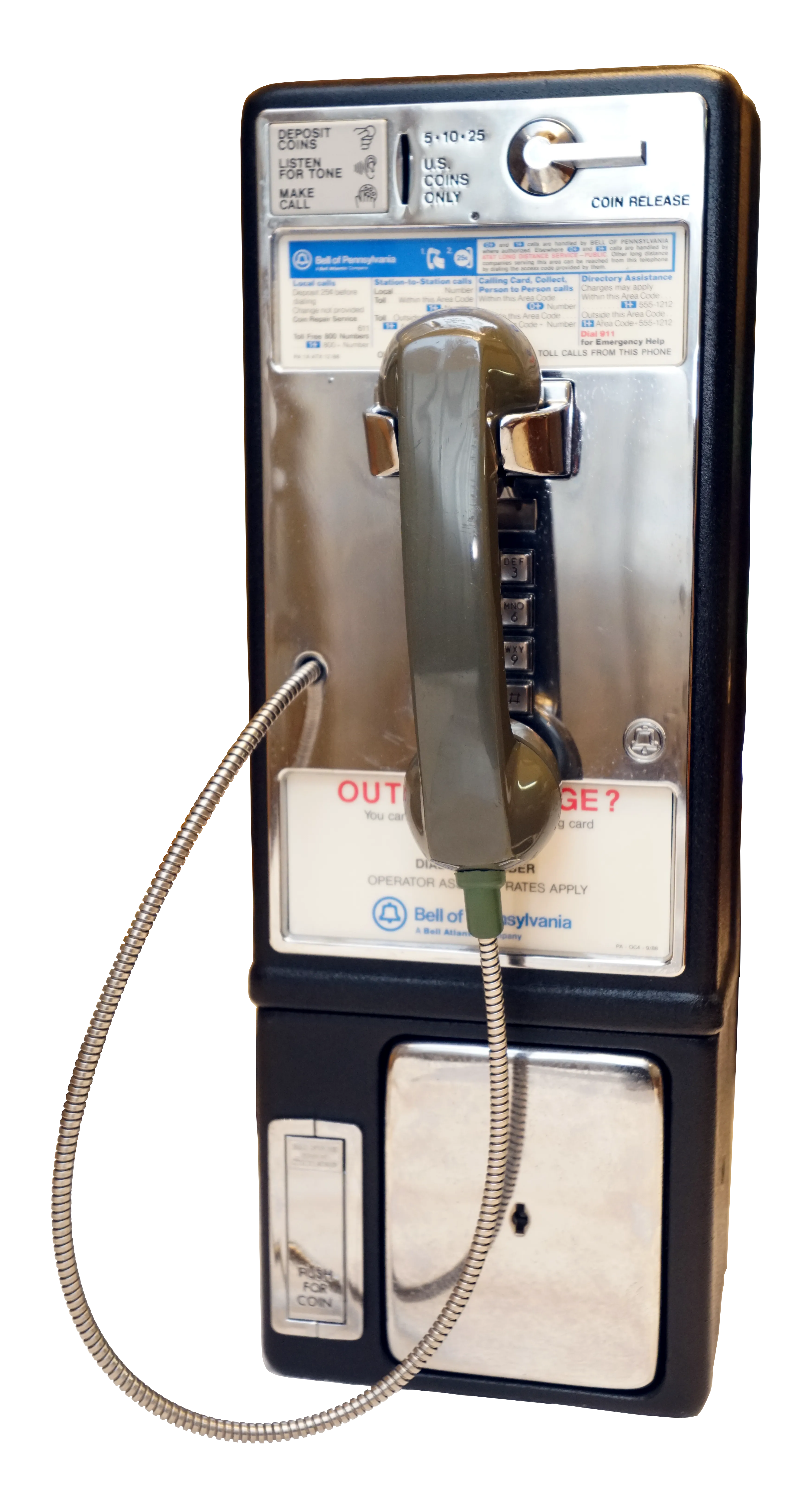 Payphone 1C Bell System (1979) com slot de moedas